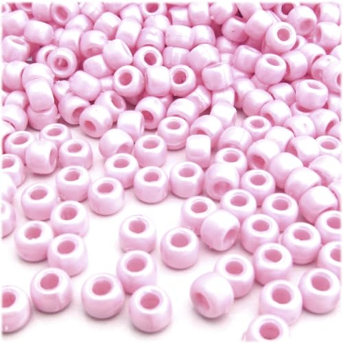 The Crafts Outlet 100 Stück runde, undurchsichtige Pony-Perlen aus Kunststoff, 9 x 6 mm, Perlmutt-Finish, Hellviolett (Lavendel) von generic