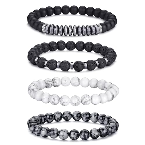 Tigerauge-Armband für Herren, 8 mm, Naturstein, dehnbar, verstellbar, schwarze Kristallperlen, Armband für Männer und Frauen, Geschenke von generic