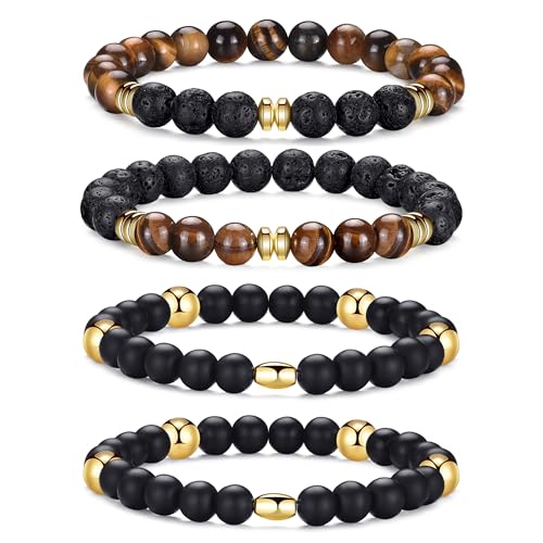 Tigerauge-Armband für Herren, 8 mm, Naturstein, dehnbar, verstellbar, schwarze Kristallperlen, Armband für Männer und Frauen, Geschenke Tigerauge-Armband für Herren, 8 mm, Naturstein, dehnbar, verstellbar, schwarze Kristallperlen, Armband für Männer und Frauen, Geschenke von generic