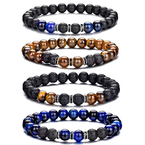 Tigerauge-Armband für Herren, 8 mm, Naturstein, dehnbar, verstellbar, schwarze Kristallperlen, Armband für Männer und Frauen, Geschenke Tigerauge-Armband für Herren, 8 mm, Naturstein, dehnbar, verstellbar, schwarze Kristallperlen, Armband für Männer und Frauen, Geschenke von generic