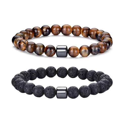 Tigerauge-Armband für Herren, 8 mm, Naturstein, dehnbar, verstellbar, schwarze Kristallperlen, Armband für Männer und Frauen, Geschenke Tigerauge-Armband für Herren, 8 mm, Naturstein, dehnbar, verstellbar, schwarze Kristallperlen, Armband für Männer und Frauen, Geschenke von generic