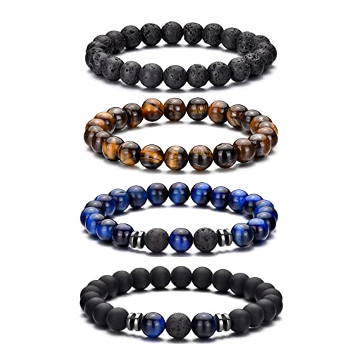 Tigerauge-Armband für Herren, 8 mm, Naturstein, dehnbar, verstellbar, schwarze Kristallperlen, Armband für Männer und Frauen, Geschenke Tigerauge-Armband für Herren, 8 mm, Naturstein, dehnbar, verstellbar, schwarze Kristallperlen, Armband für Männer und Frauen, Geschenke von generic