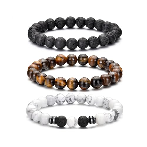 Tigerauge-Armband für Herren, 8 mm, Naturstein, dehnbar, verstellbar, schwarze Kristallperlen, Armband für Männer und Frauen, Geschenke Tigerauge-Armband für Herren, 8 mm, Naturstein, dehnbar, verstellbar, schwarze Kristallperlen, Armband für Männer und Frauen, Geschenke von generic