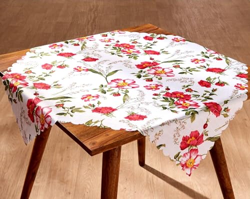 Tischdecke Tischtuch Mitteldecke Tischläufer rot weiß Blumen 85 x 85 cm Tischdecke Tischtuch Mitteldecke Tischläufer rot weiß Blumen 85 x 85 cm von generic