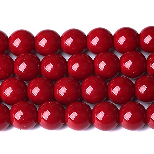 mm, 90 Stück granatapfelrote Glasperlen, natürliche, runde, lose Perlen, Kristallheilkraft für die Schmuckherstellung, 1 Strang, 38,1 cm (4 mm, granatapfelrotes Glas) von generic