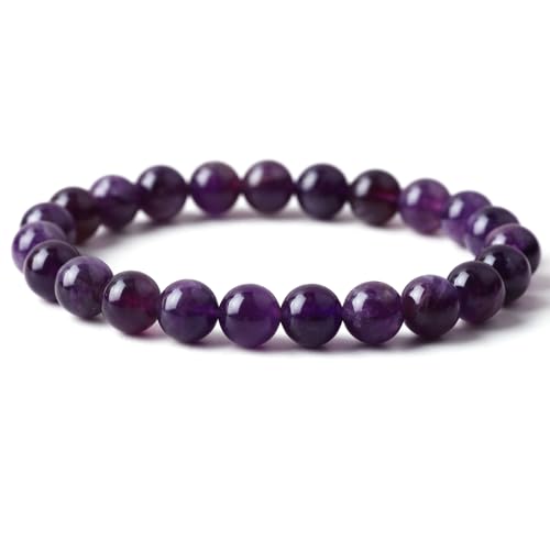 mm natürliches Rosenquarz-Amethyst-Kristallarmband, runde Perlen, Stein, Edelsteine, Perlen, Stretch-Armband für Angstzustände, positive Energie, 19 cm (1 Stück) von generic