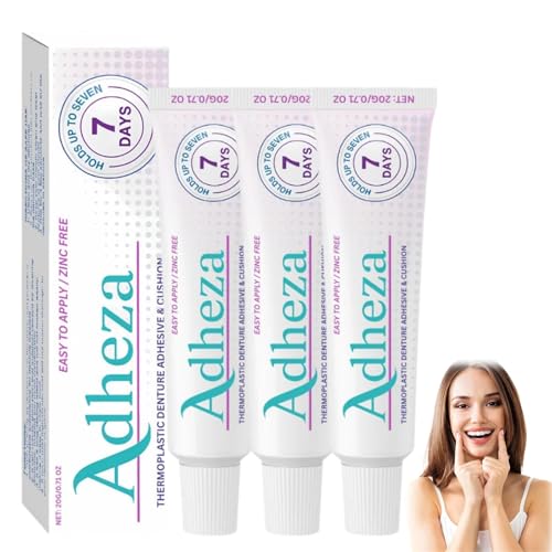 Adheza Dental Adhesive Original, Adheza Denture Fixative, Thermoplastischer Zahnprothesen-Kleber, Zahnprothesen-Klebercreme mit starkem Halt, hält Zahnprothesen länger und fester (3PCS) von generisch