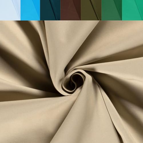 Baumwolle Köper Stoff Meterware uni - robuster Twillstoff, stabiler Hosenstoff, Taschenstoff einfarbig, Trenchcoat *Ab 50 cm, Farbe: 052 beige von generisch