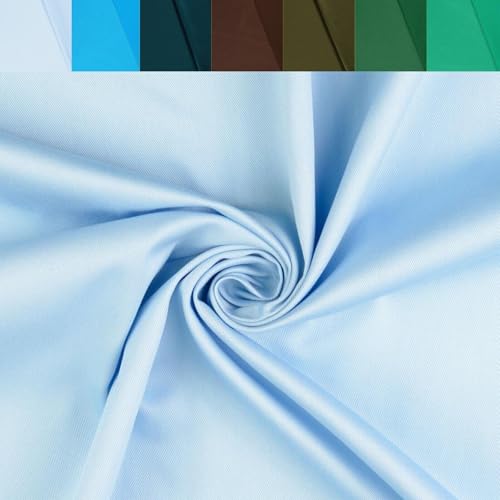 Baumwolle Köper Stoff Meterware uni - robuster Twillstoff, stabiler Hosenstoff, Taschenstoff einfarbig, Trenchcoat *Ab 50 cm, Farbe: 062 hellblau von generisch