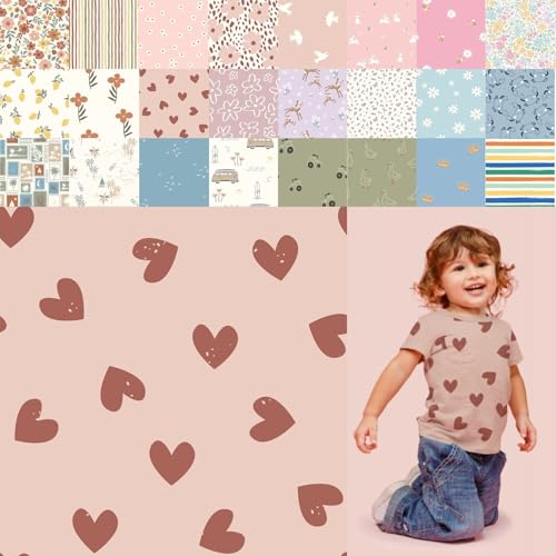 Baumwolljersey bedruckt, Jersey Stoff Meterware Sommer, Jerseystoff Blumen - Strickjersey Kinderdrucke - Stretchstoff Mädchen, BW-Jersey Jungs *ab 50cm, Farbe: 80-A91-006 Herzchen Baumwolljersey bedruckt, Jersey Stoff Meterware Sommer, Jerseystoff Blumen - Strickjersey Kinderdrucke - Stretchstoff Mädchen, BW-Jersey Jungs *ab 50cm, Farbe: 80-A91-006 Herzchen von generisch