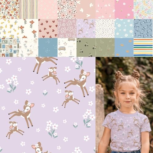 Baumwolljersey bedruckt, Jersey Stoff Meterware Sommer, Jerseystoff Blumen - Strickjersey Kinderdrucke - Stretchstoff Mädchen, BW-Jersey Jungs *ab 50cm, Farbe: 80-A91-010 Rehe Baumwolljersey bedruckt, Jersey Stoff Meterware Sommer, Jerseystoff Blumen - Strickjersey Kinderdrucke - Stretchstoff Mädchen, BW-Jersey Jungs *ab 50cm, Farbe: 80-A91-010 Rehe von generisch