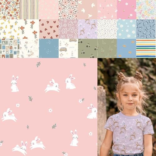 Baumwolljersey bedruckt, Jersey Stoff Meterware Sommer, Jerseystoff Blumen - Strickjersey Kinderdrucke - Stretchstoff Mädchen, BW-Jersey Jungs *ab 50cm, Farbe: 80-A91-011 Hasen Baumwolljersey bedruckt, Jersey Stoff Meterware Sommer, Jerseystoff Blumen - Strickjersey Kinderdrucke - Stretchstoff Mädchen, BW-Jersey Jungs *ab 50cm, Farbe: 80-A91-011 Hasen von generisch