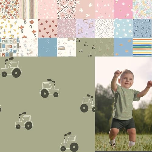 Baumwolljersey bedruckt, Jersey Stoff Meterware Sommer, Jerseystoff Blumen - Strickjersey Kinderdrucke - Stretchstoff Mädchen, BW-Jersey Jungs *ab 50cm, Farbe: 80-A91-018 Traktoren Baumwolljersey bedruckt, Jersey Stoff Meterware Sommer, Jerseystoff Blumen - Strickjersey Kinderdrucke - Stretchstoff Mädchen, BW-Jersey Jungs *ab 50cm, Farbe: 80-A91-018 Traktoren von generisch