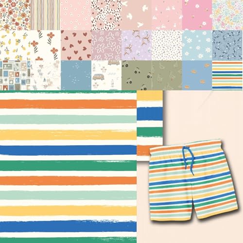 Baumwolljersey bedruckt, Jersey Stoff Meterware Sommer, Jerseystoff Blumen - Strickjersey Kinderdrucke - Stretchstoff Mädchen, BW-Jersey Jungs *ab 50cm, Farbe: 80-A91-019 Streifen Baumwolljersey bedruckt, Jersey Stoff Meterware Sommer, Jerseystoff Blumen - Strickjersey Kinderdrucke - Stretchstoff Mädchen, BW-Jersey Jungs *ab 50cm, Farbe: 80-A91-019 Streifen von generisch