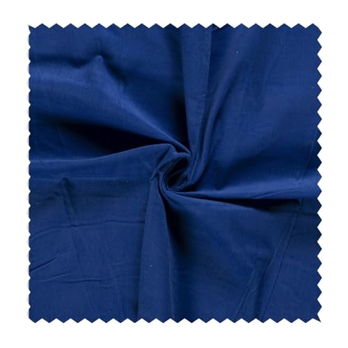 Feincord Meterware - Baumwollstoff gerippt - weicher Babycord - Cord Stoff – stabile Baumwolle uni, Ökotex Bekleidungsstoff Rippen *Ab 50 cm, Farbe: 005 blau von generisch