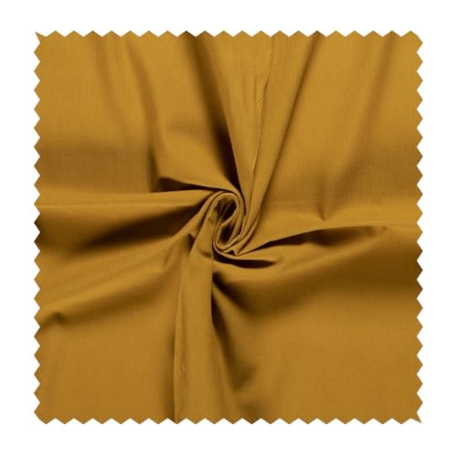 Feincord Meterware - Baumwollstoff gerippt - weicher Babycord - Cord Stoff – stabile Baumwolle uni, Ökotex Bekleidungsstoff Rippen *Ab 50 cm, Farbe: 034 ocker von generisch