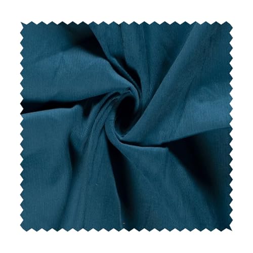 Feincord Meterware - Baumwollstoff gerippt - weicher Babycord - Cord Stoff – stabile Baumwolle uni, Ökotex Bekleidungsstoff Rippen *Ab 50 cm, Farbe: 224 petrol von generisch