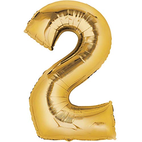 Folienballons/Zahlenballons 0-9 Silber Gold Blau Pink - 40 cm Freie Zahlwahl für Geburtstag Jubiläum & Co - Party Geschenk Dekoration Folienballon Luftballon Happy Birthday (2, Gold) von generisch