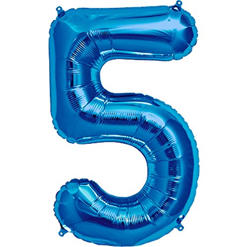 Folienballons/Zahlenballons 0-9 Silber Gold Blau Pink - 40 cm Freie Zahlwahl für Geburtstag Jubiläum & Co - Party Geschenk Dekoration Folienballon Luftballon Happy Birthday (5, Blau) von generisch