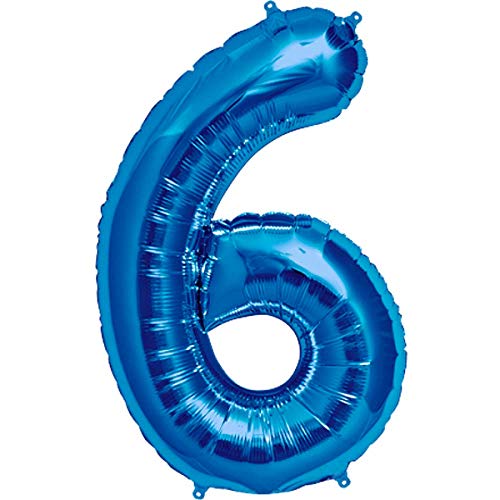 Folienballons/Zahlenballons 0-9 Silber Gold Blau Pink - 40 cm Freie Zahlwahl für Geburtstag Jubiläum & Co - Party Geschenk Dekoration Folienballon Luftballon Happy Birthday (6, Blau) von generisch
