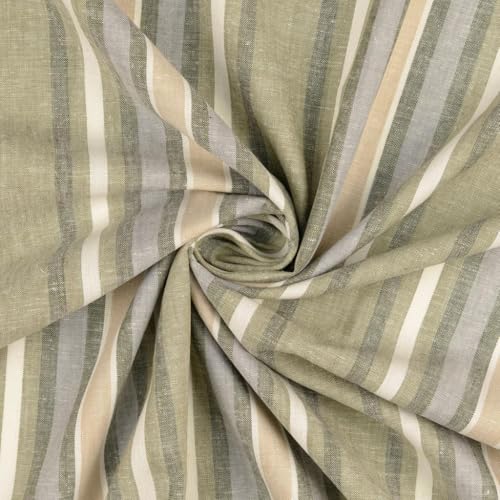 Halbleinen Meterware gemustert Streifen - Leinenstoffe bunt gestreift - Viskoseleinen, Leinengewebe - Leinen Viskose *Ab 50cm, Farbe: 027 khaki Halbleinen Meterware gemustert Streifen - Leinenstoffe bunt gestreift - Viskoseleinen, Leinengewebe - Leinen Viskose *Ab 50cm, Farbe: 027 khaki von generisch