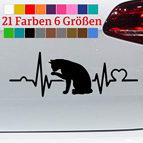 Herzschlag Katze Aufkleber Sticker Pfote Cat Garfield Lucky Main Coon JDM Perser in 6 Größen und 21 Farben von generisch