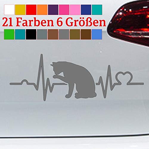 Herzschlag Katze Aufkleber Sticker Pfote Cat Garfield Lucky Main Coon JDM Perser in 6 Größen und 21 Farben von generisch