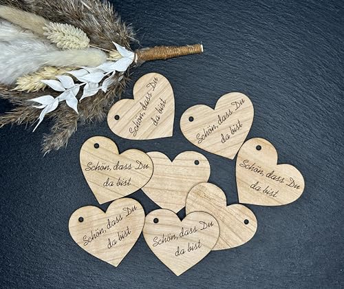 Holz Anhänger Schildchen Geschenkanhänger Schön, dass Du da bist Herz Gast Gastgeschenk Anhänger Herzform von generisch