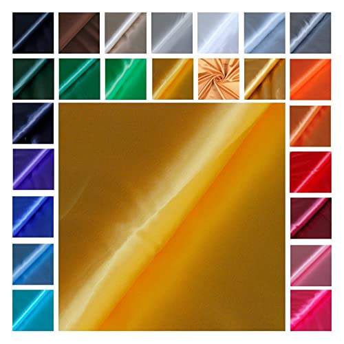 Satin Glänzend - Futterstoff -glänzender Dekostoff - Polyester Seide - günstiger Futterstoff - Faschingsseide - 100% Polyester *Ab 50cm x 145 cm, Farbe: 030 gelb von generisch