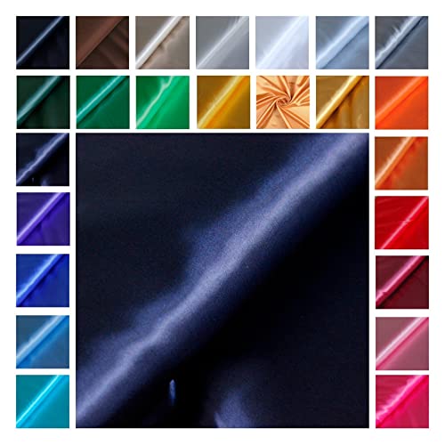 Satin Glänzend - Futterstoff -glänzender Dekostoff - Polyester Seide - günstiger Futterstoff - Faschingsseide - 100% Polyester *Ab 50cm x 145 cm, Farbe: 090 nachtblau von generisch