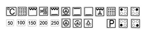 ein Set mit 23 Stück Herd Aufkleber - schwarze Symbole auf Transparenten Hintergrund (R59/3) (10x10mm) von generisch