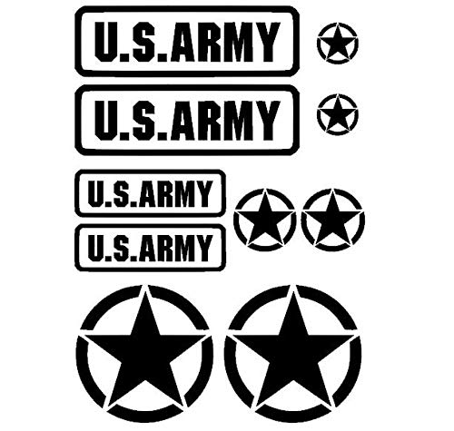 generisch US Army USA Star Aufkleber Set Military Sticker Set XL oder m (91/20) (schwarz matt, XL) von generisch