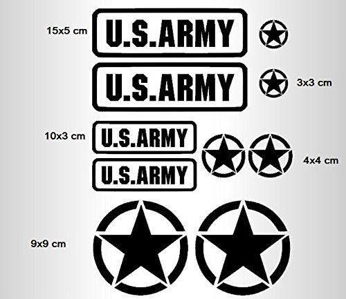 generisch US Army USA Star Aufkleber Set Military Sticker Set XL oder m (91/20) (weiß matt, m) von generisch