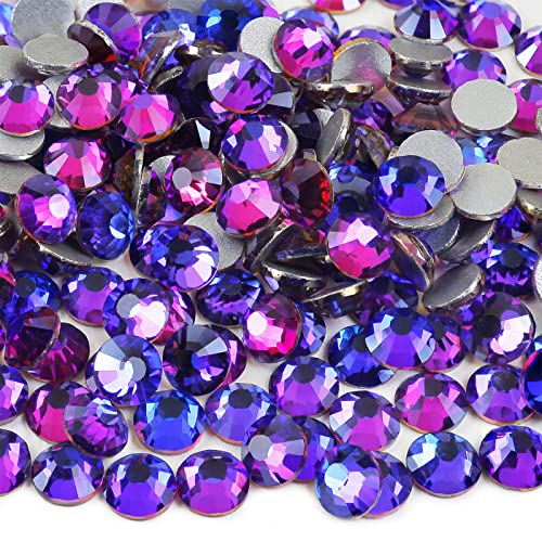 Genie Crystal ss20 lila Samt-Glas-Strasssteine, 1440 Stück, 10 Brutto, 5 mm flache Rückseite, Strasssteine für Becher, Schuhe, DIY, Handwerk, Glitzer-Dekoration von genie crystal