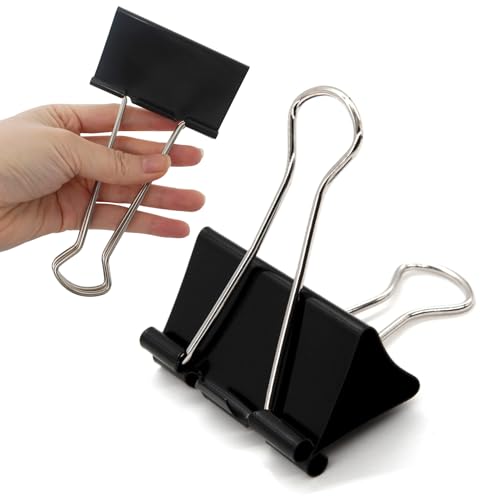 Bulldoggen-Clips, 75 mm, extra groß, 6 Stück Büroklammern, robust, große XL-Clip, 7,6 cm (schwarz) von gentlewater