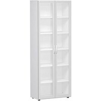 geramöbel Aktenschrank Flex, S-386821-GTW weiß, Acrylglas satiniert 5 Fachböden 80,0 x 42,0 x 216,0 cm von geramöbel