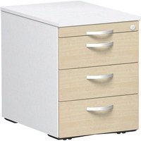 geramöbel Flex Rollcontainer weiß, ahorn 4 Auszüge 43,0 x 60,0 x 56,5 cm von geramöbel