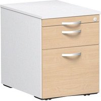 geramöbel Flex Rollcontainer weiß, buche 3 Auszüge 43,0 x 60,0 x 56,5 cm von geramöbel