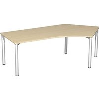 geramöbel Flex Schreibtisch ahorn, silber L-Form, 5-Fuß-Gestell silber 216,6 x 113,0 cm von geramöbel