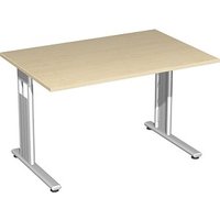 geramöbel Flex Schreibtisch ahorn rechteckig, C-Fuß-Gestell silber 120,0 x 80,0 cm von geramöbel