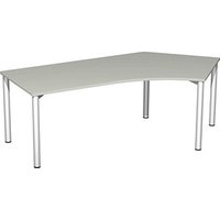 geramöbel Flex Schreibtisch lichtgrau, silber L-Form, 5-Fuß-Gestell silber 216,6 x 113,0 cm von geramöbel