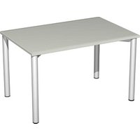 geramöbel Flex Schreibtisch lichtgrau, silber rechteckig, 4-Fuß-Gestell silber 120,0 x 80,0 cm von geramöbel