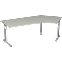 geramöbel Flex Schreibtisch lichtgrau L-Form, C-Fuß-Gestell silber 216,6 x 113,0 cm von geramöbel