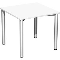 geramöbel Flex Schreibtisch weiß, silber quadratisch, 4-Fuß-Gestell silber 80,0 x 80,0 cm geramöbel Flex Schreibtisch weiß, silber quadratisch, 4-Fuß-Gestell silber 80,0 x 80,0 cm von geramöbel