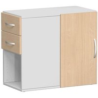 geramöbel Flex Standcontainer lichtgrau, buche 2 Auszüge Stahl-Bügelgriff silber 80,0 x 42,0 x 72,0 cm von geramöbel