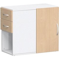 geramöbel Flex Standcontainer weiß, buche 2 Auszüge 80,0 x 42,0 x 72,0 cm von geramöbel