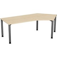 geramöbel Flex höhenverstellbarer Schreibtisch ahorn, anthrazit L-Form, 5-Fuß-Gestell grau 216,6 x 113,0 cm von geramöbel