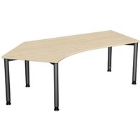 geramöbel Flex höhenverstellbarer Schreibtisch ahorn, anthrazit L-Form, 5-Fuß-Gestell grau 216,6 x 113,0 cm von geramöbel