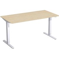 geramöbel Flex elektrisch höhenverstellbarer Schreibtisch ahorn rechteckig, T-Fuß-Gestell silber 160,0 x 80,0 cm von geramöbel