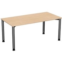 geramöbel Flex höhenverstellbarer Schreibtisch buche, anthrazit rechteckig, 4-Fuß-Gestell grau 160,0 x 80,0 cm von geramöbel